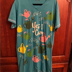 Little blue house optimism spring V-Neck nightgown nightshirt